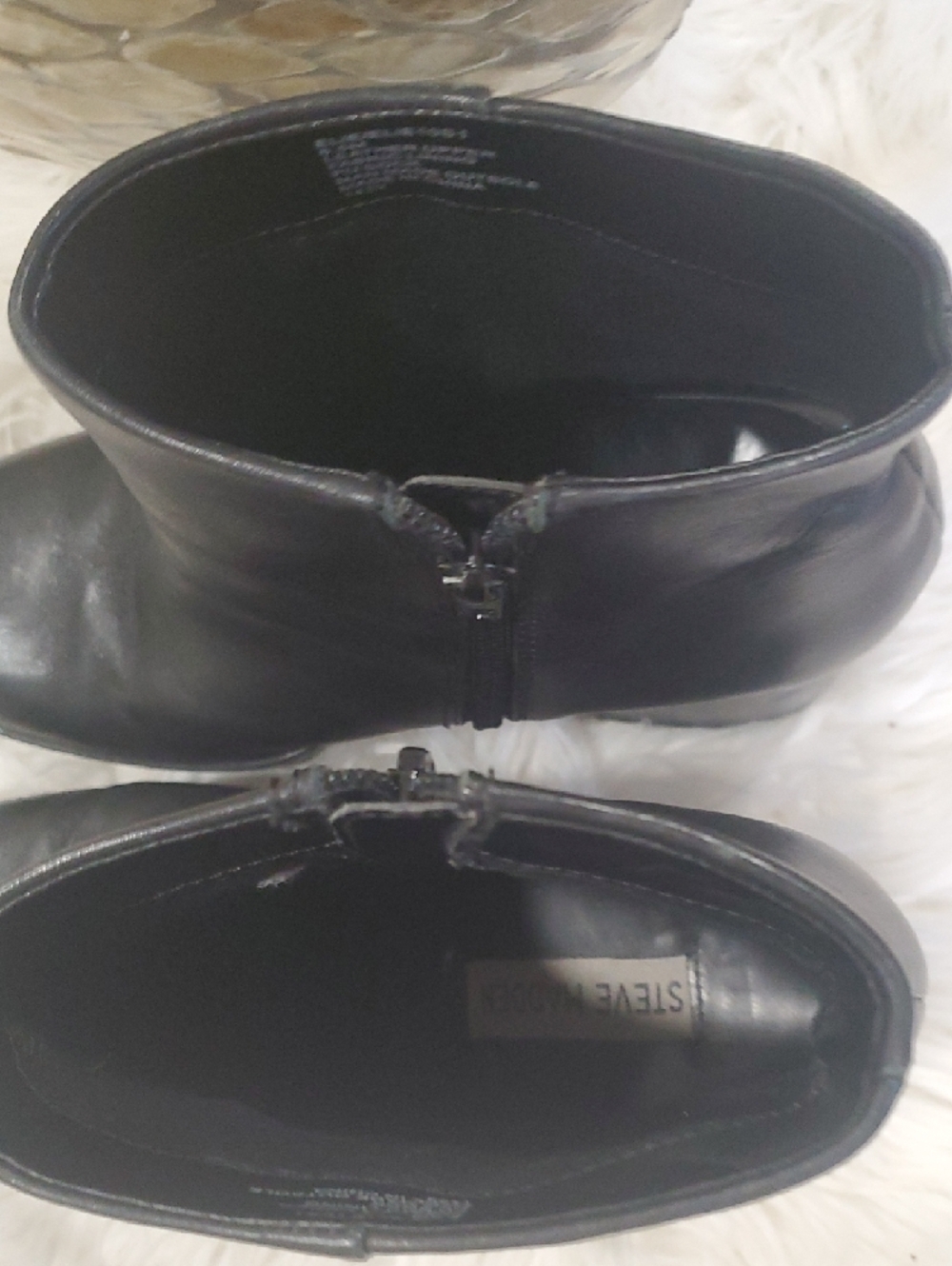 Y2k Steve Madden Elie Black Leather Block Heel Ankle Boots - Picture 4 of 16
